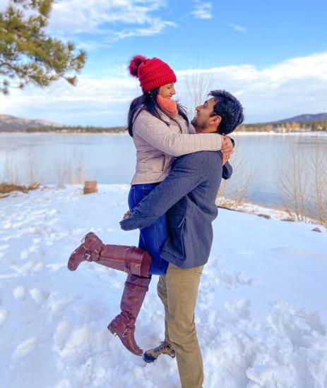 大熊湖的冬季婚礼和订婚拍摄